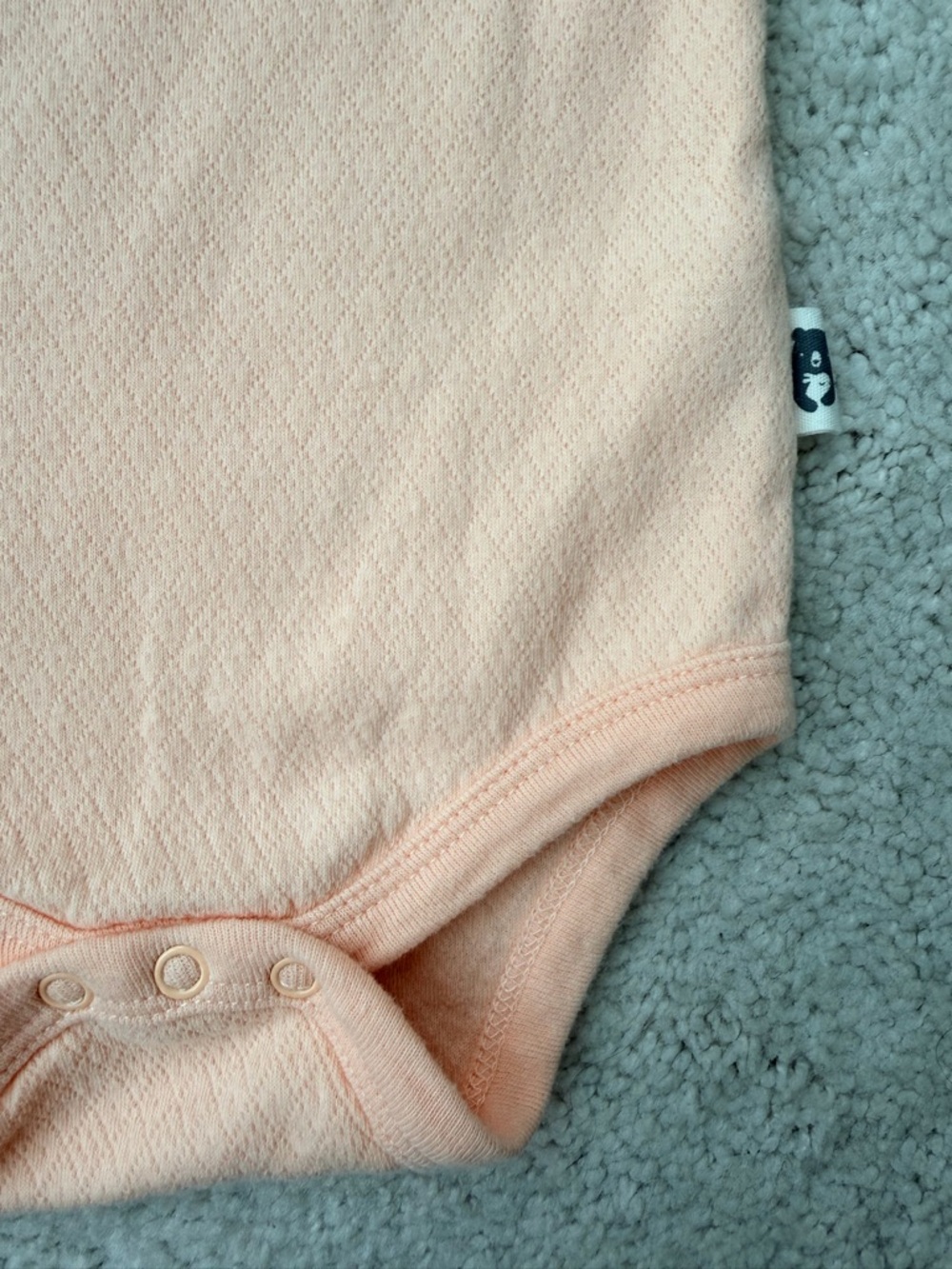 Rabbit + Bear Peach Pointelle One-Piece Bodysuit - Picture 3 of 6